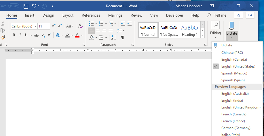 dictate on word mac