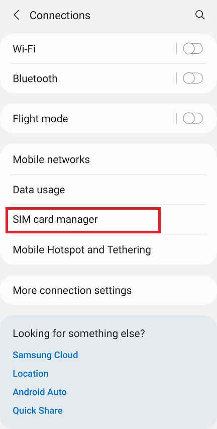 samsung note 8 sim card manager not working