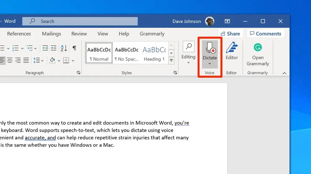 how to activate voice typing in word mac