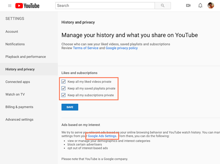 Account setting перевод на русский. Youtube Advanced. Ads setting.